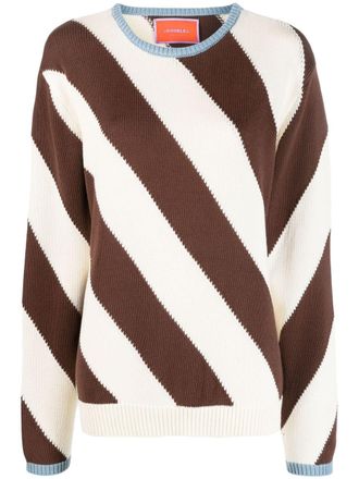 La DoubleJ Veneziana striped cotton jumper - Brown