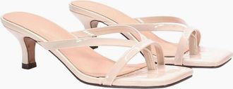 XY London Womens XY London Womens/Ladies Tiana Square Toe Mid Kitten Heel Mule Sandals - Pink - Size: 3