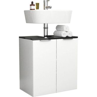 VCM Armario De Lavabo De Madera Vcm Armario De Ba&ntilde;o Dimensiones: Al. 60 X An. 56 X T. 34 Cm 2 Puertas Giratorias Grandes - Donali (blanco / Roble Sonoma)