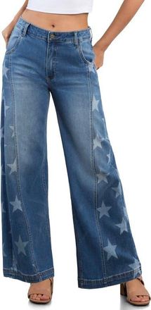 HINT OF BLU Superstar Wide Barrel Jeans in Star Denim at Nordstrom, Size 32
