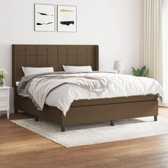vidaXL Cama Box Spring Con Colch&oacute;n Tela Marr&oacute;n Oscuro 160x200 Cm Vidaxl