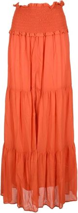 Dondup Lange Chiffon Rok met Zijsplit - Dames - Maxi Rokken - Oranje - S - Chiffon - Rokken