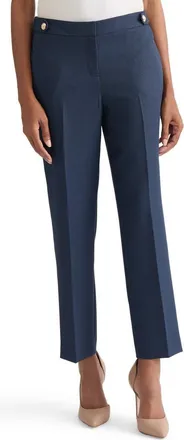 Kasper Lily Mini Check Tapered Pants in Blue Night/black at Nordstrom, Size 18