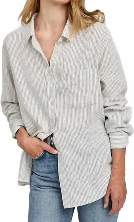 Gentle Fawn Dominique Button-Down Shirt In White Stripe