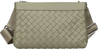 Bottega Veneta Herrens Umh&auml;ngetaschen Gr&uuml;n/Travertin-Leder