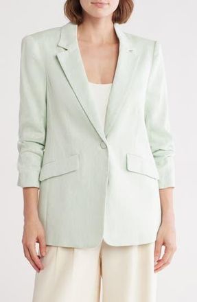 Cinq &agrave; Sept Kylie Linen & Cotton Blazer in Minty Delight/Ivory at Nordstrom Rack, Size 12