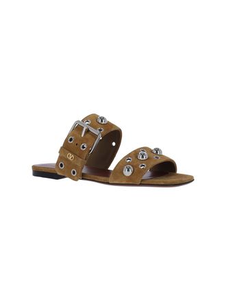 Valentino Garavani Womens Sandals Beige Leather