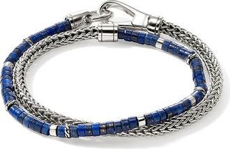 John Hardy Heishi Chain Wrap, Sterling Silver, Gemstones in Silver/blue at Nordstrom, Size X-Large
