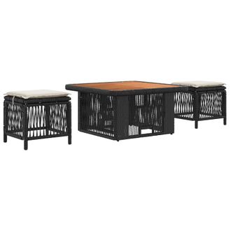 vidaXL Conjunto De Comedor De Jard&iacute;n Con Coj&iacute;n 3 Pcs Beige Y Crema Vidaxl