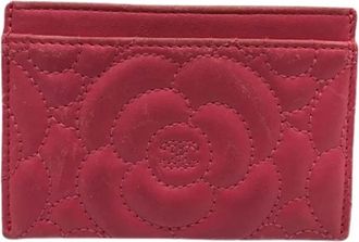 Chanel Pre-owned Card Case - Dames - Vintage Accessoires - Roze - ONE Size - Leer - Vintage