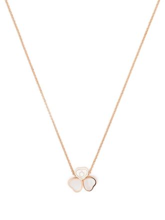 Chopard 18kt rose gold Happy Hearts Wings diamond and mother-of-pearl pendant necklace - women - Diamond - One Size - Pink
