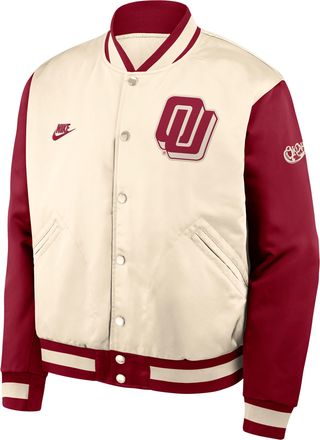 Nike Oklahoma Legacy Nike Mens College Full-Snap Bomber Jacket in Brown | 03O50ID3OKV-UXC