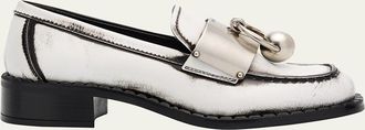 Prada Brushed Leather Ball Chain Loafers