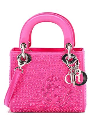 Dior Lady Dior Bag Embellished Satin Mini satchel - women - Satin - One Size - Pink