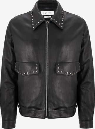 Alexander McQueen Fliegerjacke aus Nappaleder mit Nieten