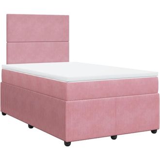 vidaXL Cama Box Spring Con Colch&oacute;n Terciopelo Rosa 120x190 Cm Vidaxl