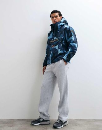 Napapijri anorak con logo a riquadro stampato blu