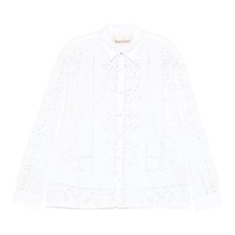 Baziszt Casual Shirts, male, White, Size: L Embroidered Shirt