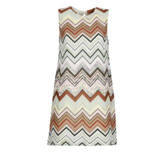 Missoni Short Dresses, female, Multicolor, Size: S Sleeveless Chevron Viscose and Cotton Mini Dress