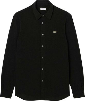 Lacoste Heren-shirt met logo, slim fit en lange mouwen (Zwart)