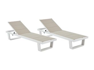 Vente-Unique Conjunto de 2 tumbonas de aluminio y textilene - Gris y blanco - NABUNA de MYLIA