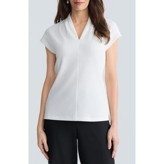 Kasper Textured Funnel Neck Knit Top in Vanilla Ice at Nordstrom, Size X-Small