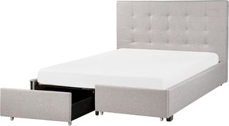 Beliani Cama Con Almacenaje De Poli&eacute;ster Gris Claro Negro 140 X 200 Cm La Rochelle