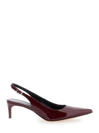 Plaîn Luisa Bordeaux Slingback Pumps With Low Heel In Patent Leather Woman