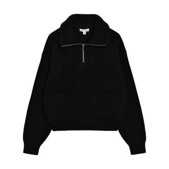 Alaia Trucker Jumper - Dames - Sweatshirts & Hoodies - Zwart - Maat: S Wol