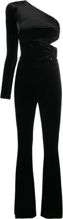 Nissa one-shoulder velvet jumpsuit - women - Polyester/Spandex/Elastane - 36 - Black