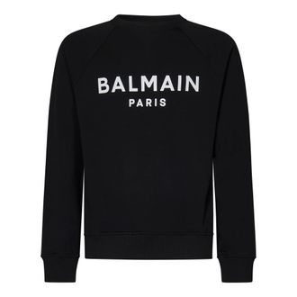 Balmain Sweatshirts, male, Black, Size: XL Paris Printed Sweatshirt