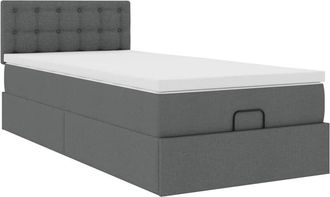 vidaXL Cama Otomana Con Colch&oacute;n Gris Oscuro 90x200 Cm Tela Vidaxl