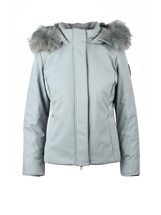 Bomboogie Fitted Sage Green Jacket with Removable Fur Trim