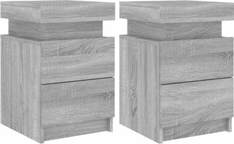 vidaXL Vidaxl - Mesitas De Noche Con Luces Led 2 Uds Gris Sonoma 35x39x55 Cm