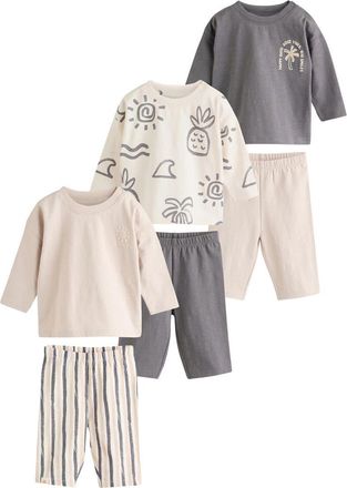 Next 6-Pack Assorted Long Sleeve T-Shirts & Pants Set in Black at Nordstrom, Size 9-12M