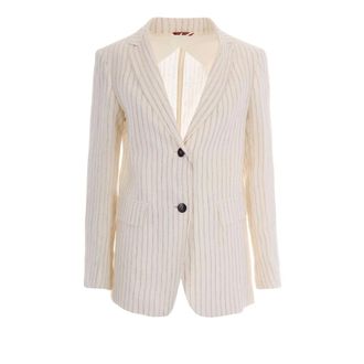 Max Mara Blazers, female, Beige, Size: XS Pinstripe Linen Blazer
