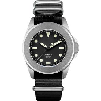 Unimatic U4 Classic NATO Strap Watch, 40mm in Black Steel at Nordstrom