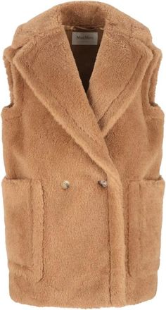 Max Mara Breda Mouwloze Jas - Dames - Bodywarmers - Beige - S - Leer - Jassen