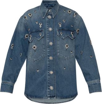 AllSaints Enna Denim Shirt - Dames - Spijkerjassen - Blauw - XS - Denim - Jassen