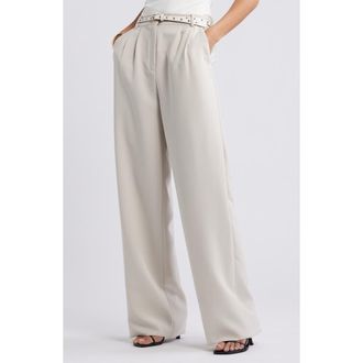 Open Edit Icon Twill High Waist Wide Leg Trousers in Beige Pumice at Nordstrom, Size 14