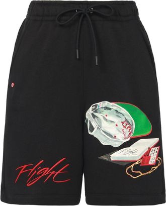 Nike Jordan Mens Air Jordan Alphabet Pattern Printing Straight Sports Shorts Black DQ7543-010