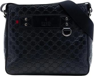 Gucci Pre-owned Cross Body Bags, female, Black, Size: ONE SIZE Pre-owned Embossed Leather Crossbody Bag