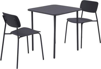 Sweeek Metal garden table 70x70cm + 2 chairs anthracite - Amelia + Liva