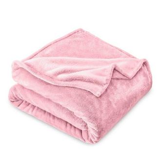 Bare Home Microplush Fleece Throw Blanket in Light Pink at Nordstrom, Size Standard