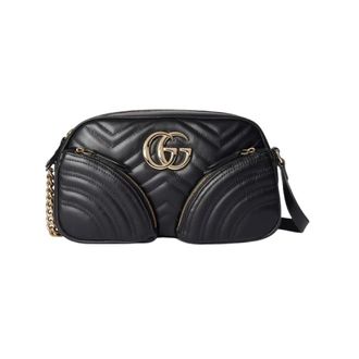 Gucci Tassen, Dames, Zwart, ONE Size, Leer, Gewatteerde Chevron Schoudertas