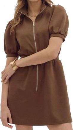 Entro Ready For More Zipper Mini Dress In Espresso