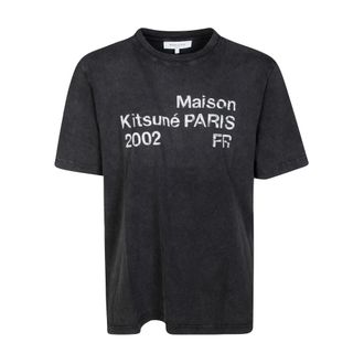 Maison Kitsun&eacute; T-Shirts, male, Black, Size: XL T Shirt MM Over Parlata