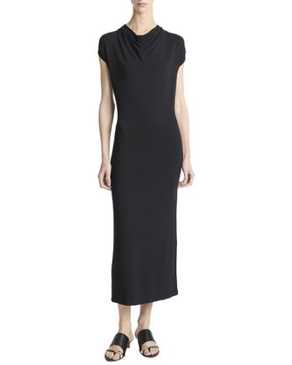 Vince Cap Sleeve Draped Cowl Neck Dress