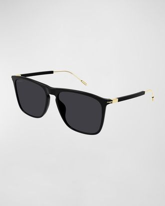 Gucci Mens Logo Plaqué Aviator Sunglasses