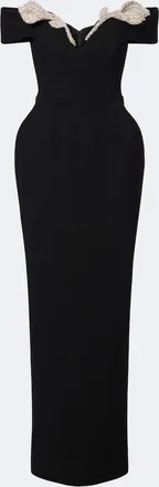 Rachel Gilbert Oscar off-shoulder cr&ecirc;pe corset gown